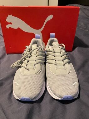 Puma Light Gray Sneakers with Lavender Pull Tabs